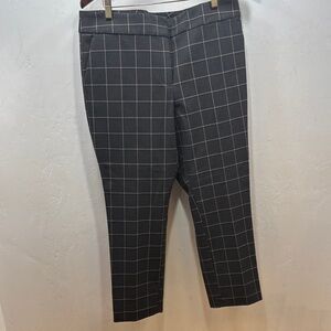LOFT Petite Classic Julie Ankle Crop Dark Gray & Plaid Pink Pants Size 12 P |NWT
